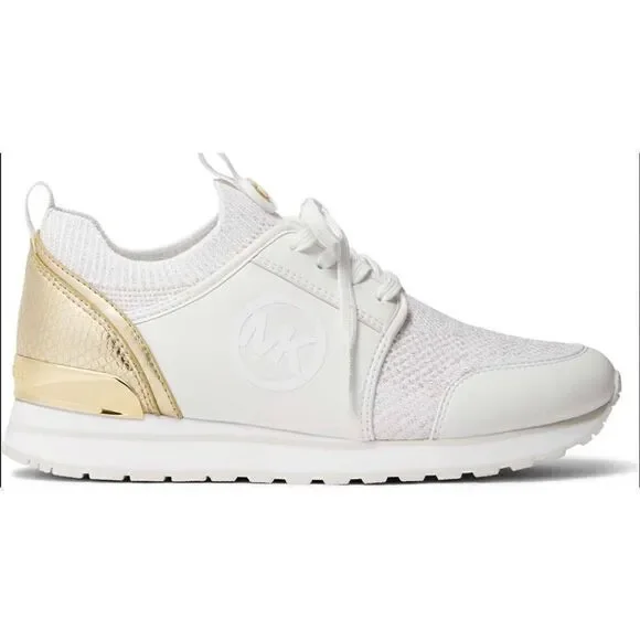 Michael Kors Dash Knit Trainer NIB Tennis Shoe Sneaker Gold White Size 6 - Picture 5 of 10